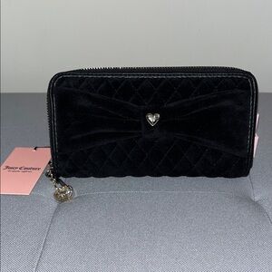 Juicy Couture Black Velvet Quilted Wallet
